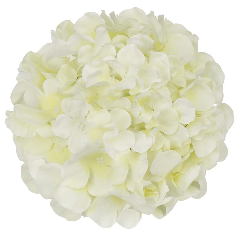 Flojery Silk Hydrangea Heads Artificial Flowers Heads with Stems for Home Wedding Decor Pack of 10 (Ivory) - Image 2